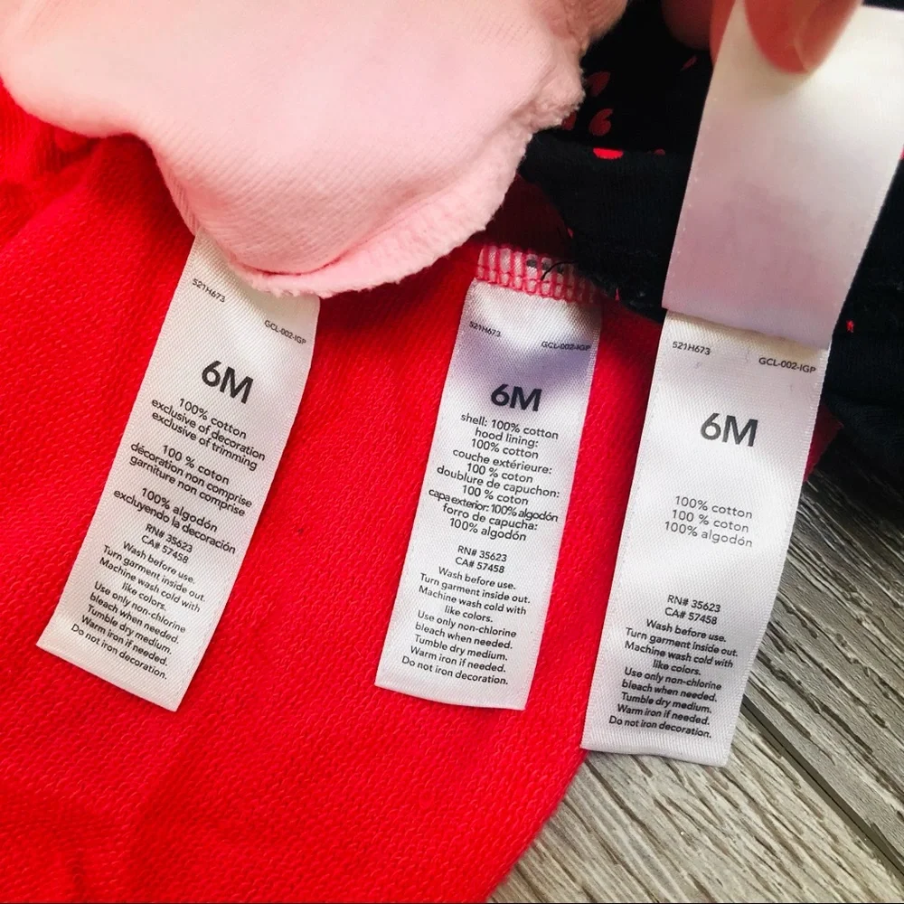 CARTERS 3PC OUTFIT PINK RED BLACK 6 MO